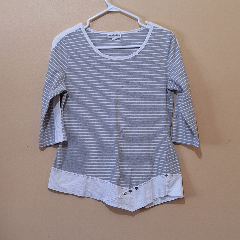 Neon Buddha Asymmetrical 3/4 Sleeve Shirt